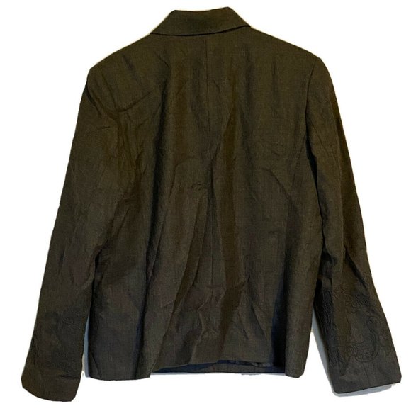 Pendleton Career Blazer Womens Sz 12 Gray Embroidered Sleeves 100% Virgin Wool - Picture 6 of 7